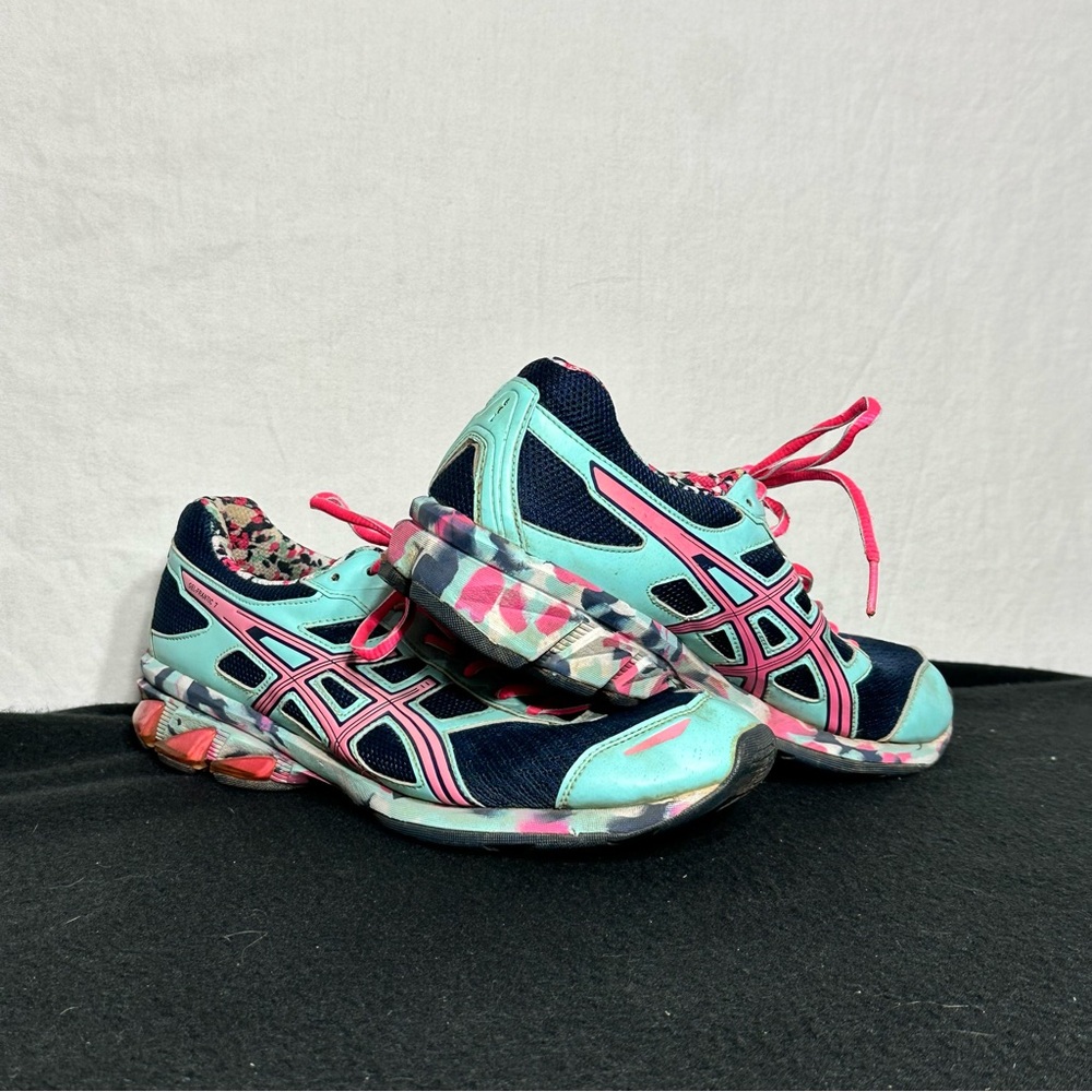 ASICS GEL-Frantic 7 Women’s 10M Running Shoes Blue & Pink Camo (T3A6Q)